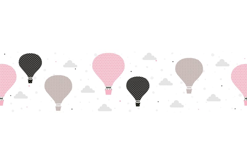 Självhäftande border Cloud Balloons Rosa Grå - AS Creation - Självhäftande tapet - Tapetbård