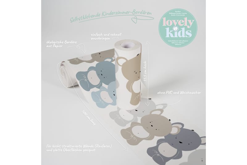 Självhäftande border Cute Bears Blå Brun Vit - AS Creation - Inredning - Väggdekor - Tapet & tapettillbehör - Tapettillbehör - Tapetbård