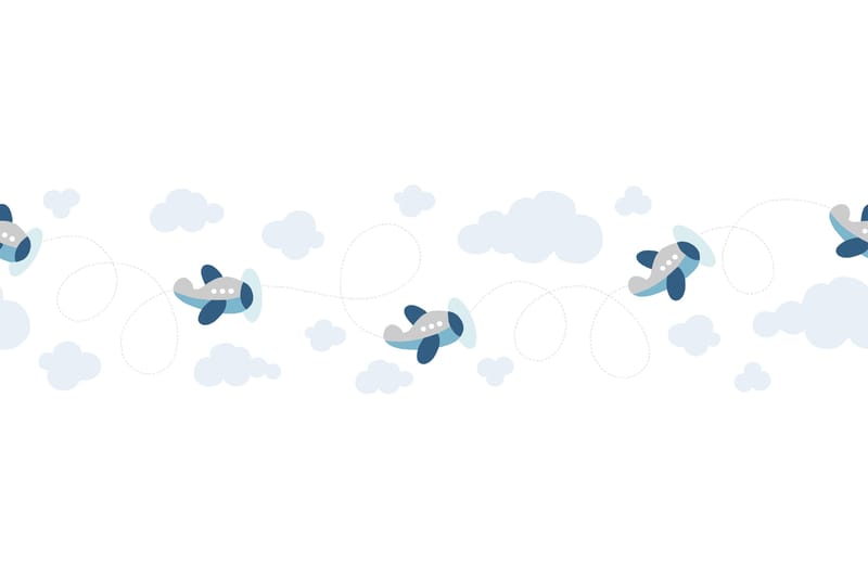 Självhäftande border Cute Planes Blå Grå Vit - AS Creation - Inredning - Väggdekor - Tapet & tapettillbehör - Tapettillbehör - Tapetbård
