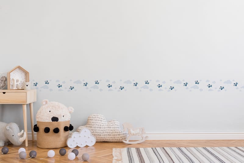 Självhäftande border Cute Planes Blå Grå Vit - AS Creation - Inredning - Väggdekor - Tapet & tapettillbehör - Tapettillbehör - Tapetbård