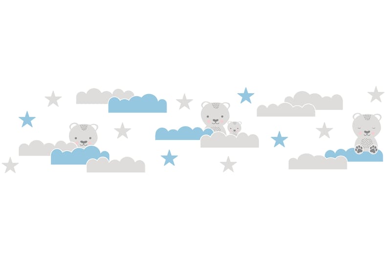Självhäftande border Dreamy Bears Blå Vit Grå - AS Creation - Inredning - Väggdekor - Tapet & tapettillbehör - Tapettillbehör - Tapetbård