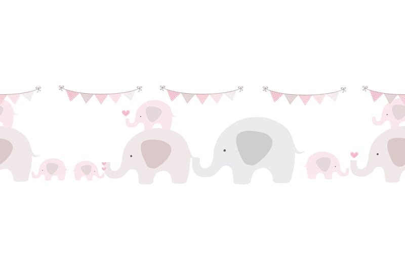 Självhäftande border Elephant Party Rosa Grå - AS Creation - Inredning - Väggdekor - Tapet & tapettillbehör - Tapettillbehör - Tapetbård