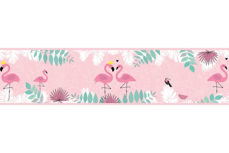 Självhäftande border Flamingo Love Rosa Grön - AS Creation - Självhäftande tapet - Tapetbård