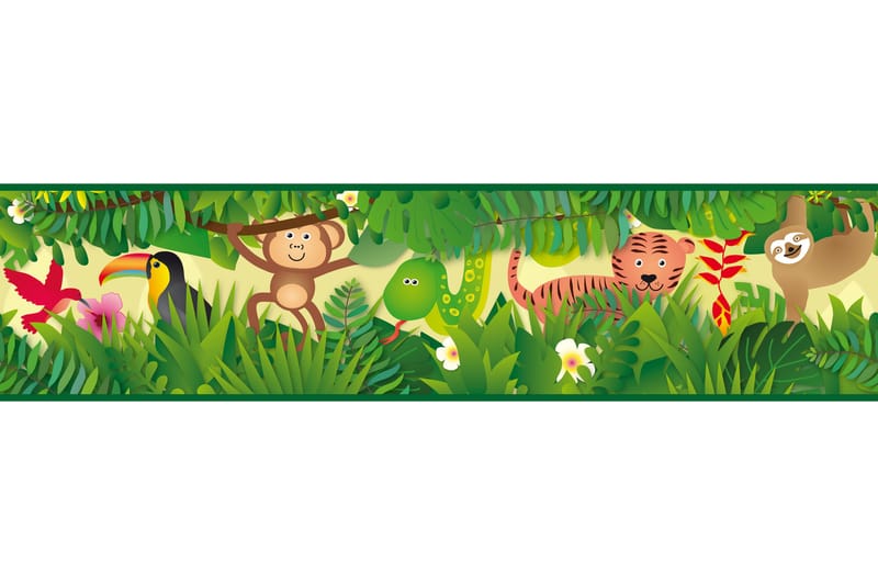 Självhäftande border Jungle Friends Grön - AS Creation - Inredning - Väggdekor - Tapet & tapettillbehör - Tapettillbehör - Tapetbård