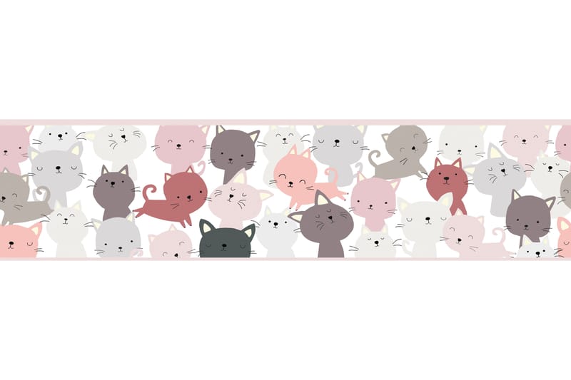 Självhäftande border Little Cats Rosa Grå Vit - AS Creation - Inredning - Väggdekor - Tapet & tapettillbehör - Tapettillbehör - Tapetbård
