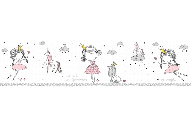 Självhäftande border Magic Princess Rosa Grå - AS Creation - Inredning - Väggdekor - Tapet & tapettillbehör - Tapettillbehör - Tapetbård