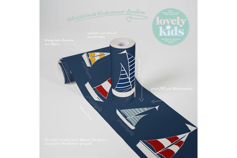 Självhäftande border Sailor Friends Bl�å Röd - AS Creation - Inredning - Väggdekor - Tapet & tapettillbehör - Tapettillbehör - Tapetbård