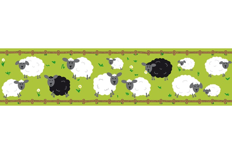 Självhäftande border Sheep Family Grön Svart - AS Creation - Inredning - Väggdekor - Tapet & tapettillbehör - Tapettillbehör - Tapetbård