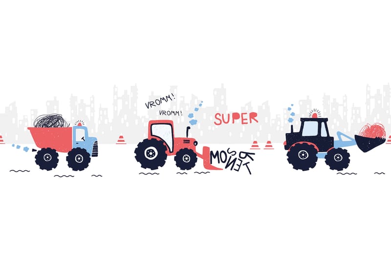 Självhäftande border Super Tractor Röd Blå - AS Creation - Inredning - Väggdekor - Tapet & tapettillbehör - Tapettillbehör - Tapetbård