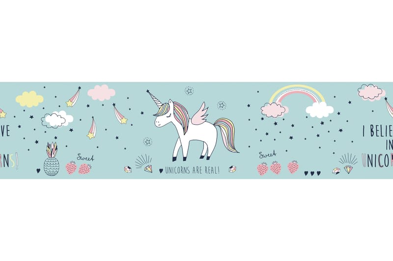 Självhäftande border Sweet Unicorn Turkos - AS Creation - Inredning - Väggdekor - Tapet & tapettillbehör - Tapettillbehör - Tapetbård