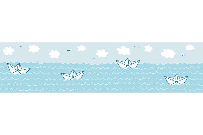 Självhäftande border Papper Boat Love Blå Vit - AS Creation - Inredning - Väggdekor - Tapet & tapettillbehör - Tapettillbehör - Tapetbård