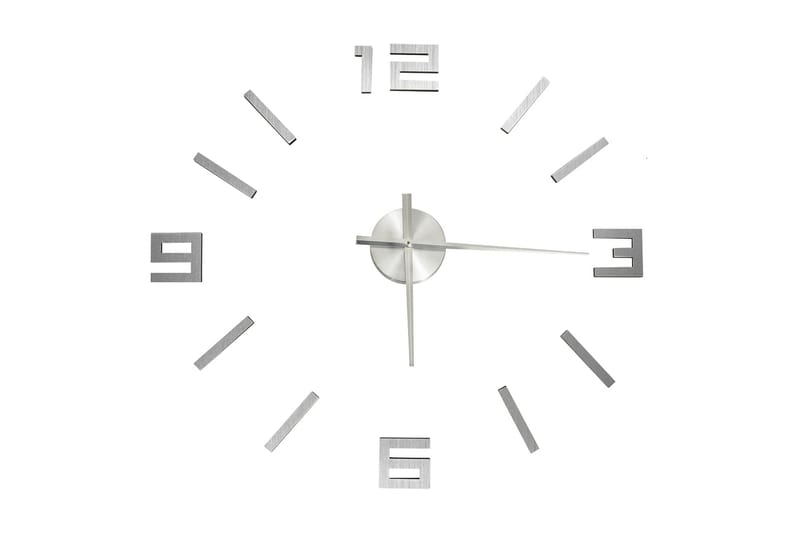 Väggklocka 3D modern design silver 100 cm XXL - Silver - Inredning - Väggdekor - Väggklocka & väggur
