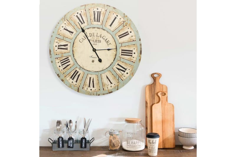 Väggklocka flerfärgad 60 cm MDF - Flerfärgad - Inredning - Väggdekor - Väggklocka & väggur