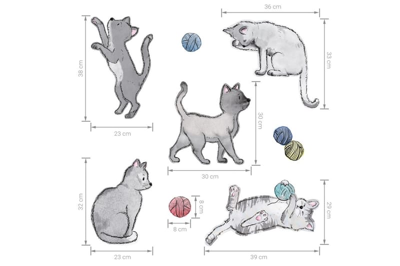 Katter Väggklistermärke 5st - Wall stickers