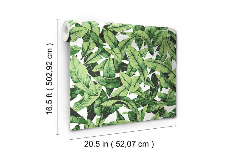 Palm Leaf Green Limma&Ta Bort Klistermärke Tapet - Wall stickers