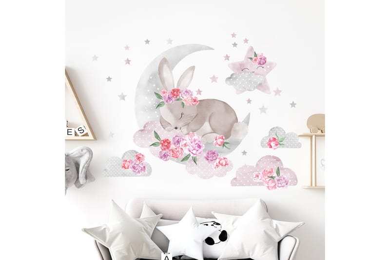 Sovande Kanin Väggklistermärke Rosa - Inredning - Väggdekor - Wall stickers