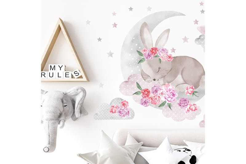 Sovande Kanin Väggklistermärke Rosa - Inredning - Väggdekor - Wall stickers