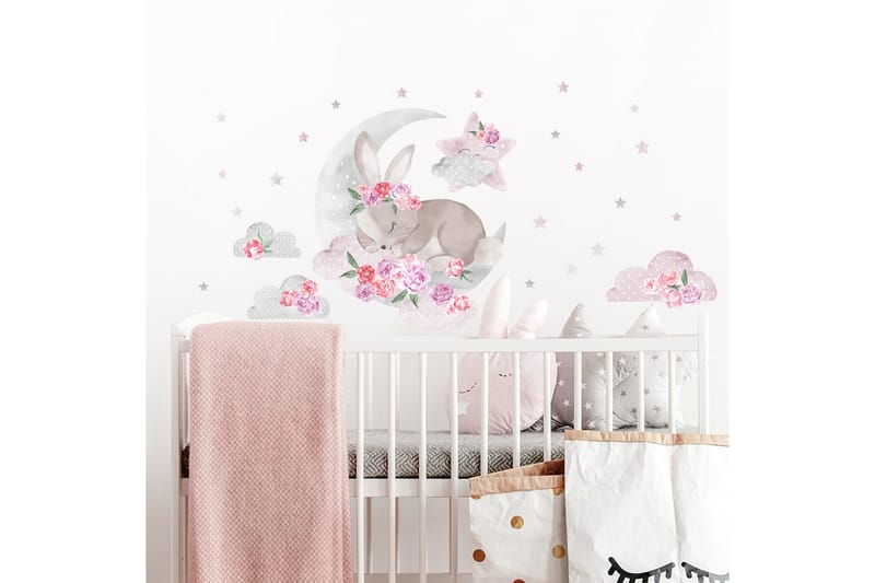 Sovande Kanin Väggklistermärke Rosa - Inredning - Väggdekor - Wall stickers