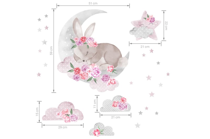 Sovande Kanin Väggklistermärke Rosa - Inredning - Väggdekor - Wall stickers