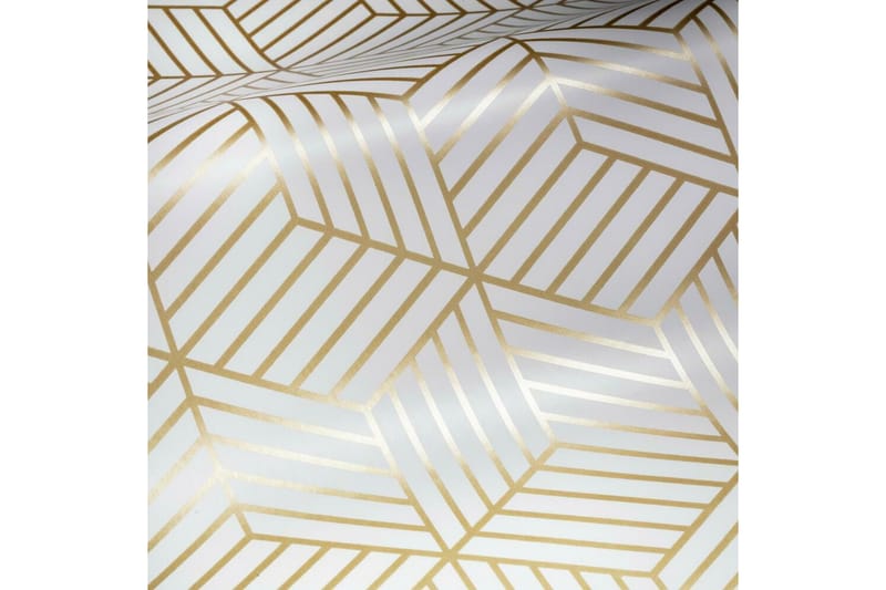 Striped Hexagon Limma&Ta Bort Klistermärke Tapet Vit/Guld - Wall stickers
