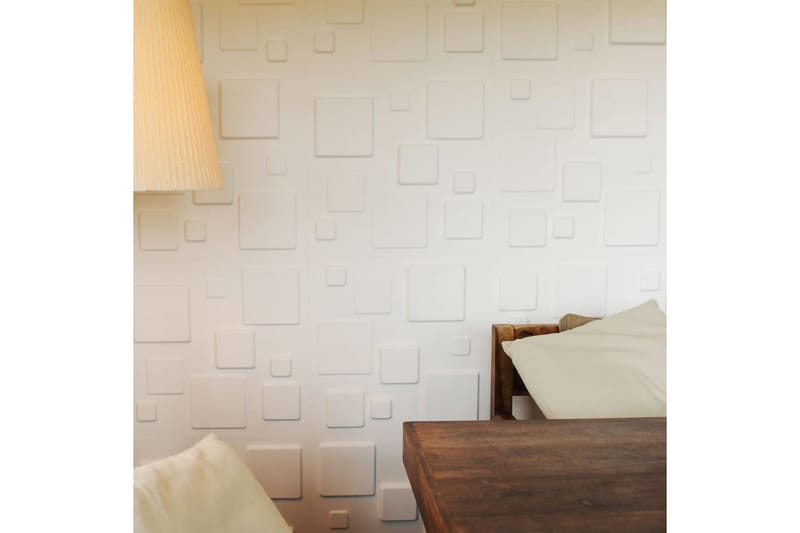 WallArt 3D Väggpaneler 24 st GA-WA09 fyrkantig - Vit - Inredning - Väggdekor
