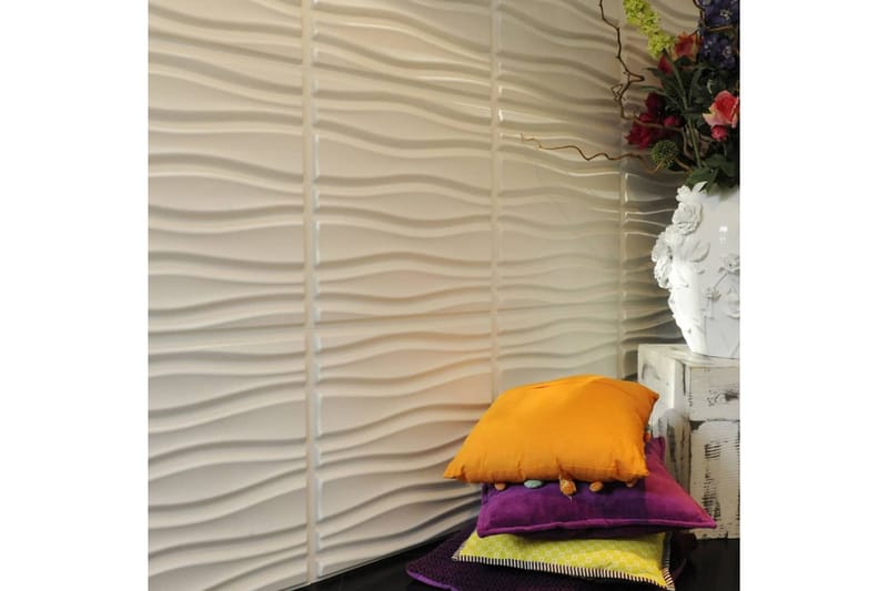 WallArt 3D Väggpaneler 24 st GA-WA14 flödande - Vit - Inredning - Väggdekor