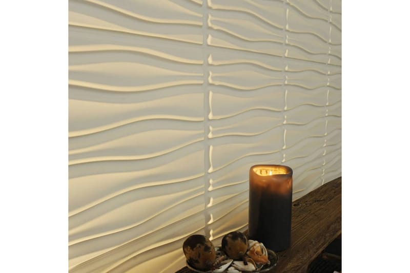 WallArt 3D Väggpaneler 24 st GA-WA14 flödande - Vit - Inredning - Väggdekor