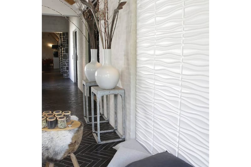 WallArt 3D Väggpaneler 24 st GA-WA14 flödande - Vit - Inredning - Väggdekor