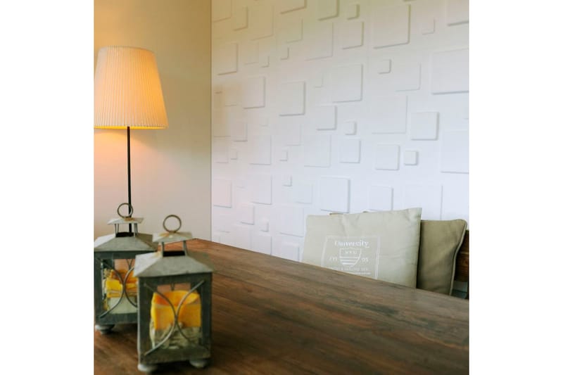 WallArt Väggpanel 3D Squares 12 st GA-WA09 - Vit - Inredning - Väggdekor
