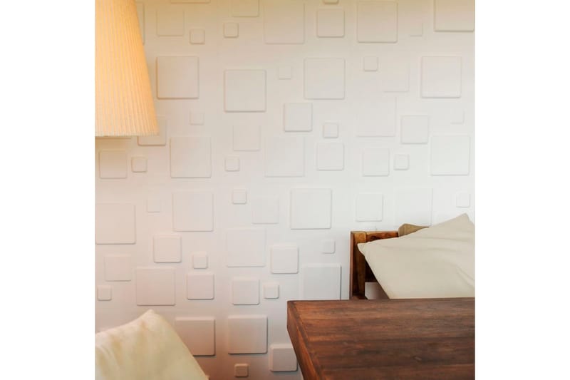 WallArt Väggpanel 3D Squares 12 st GA-WA09 - Vit - Inredning - Väggdekor