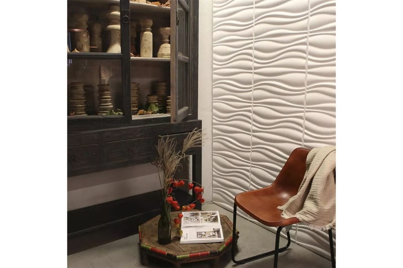 WallArt Väggpanel 3D Waves 12 st GA-WA04 - Vit - Inredning - Väggdekor