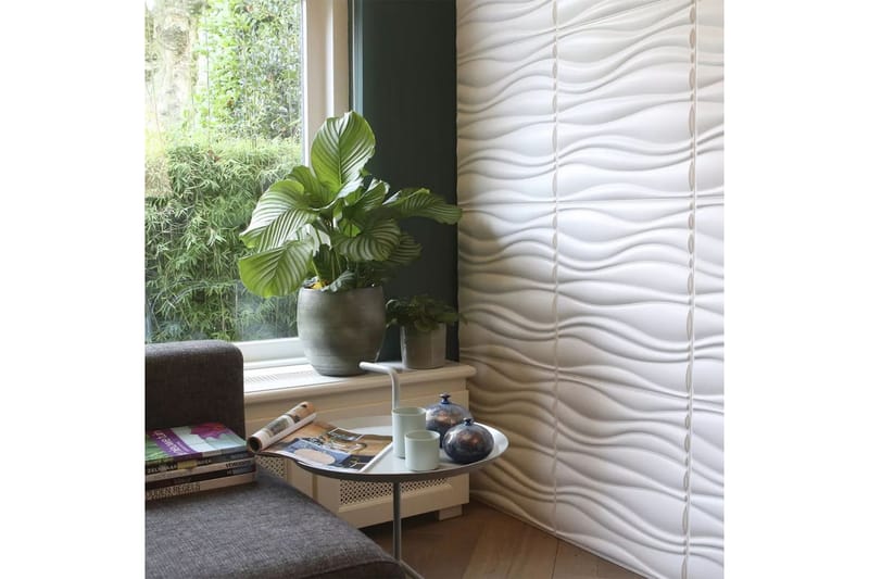 WallArt Väggpanel 3D Waves 12 st GA-WA04 - Vit - Inredning - Väggdekor