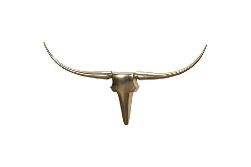 Väggdekoration Wohnling Tjur Handpolerad Aluminium Industriell Guld, 125 cm, Guld, 125 cm