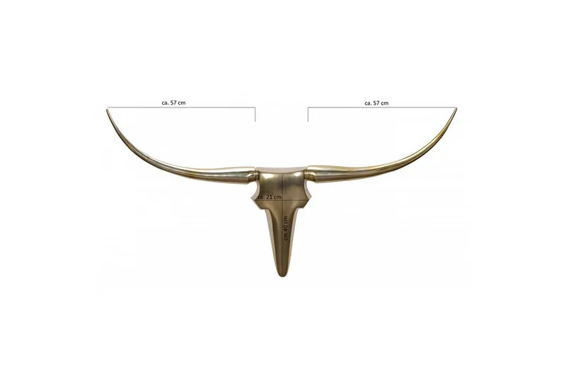 Väggdekoration Wohnling Tjur Handpolerad Aluminium Industriell Guld, 125 cm - Guld, 125 cm - Inredning - Väggdekor