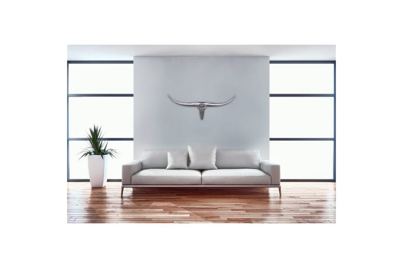 Väggdekoration Wohnling Tjur Handpolerad Aluminium Industriell Silver, 75 cm - Silver, 75 cm - Inredning - Väggdekor