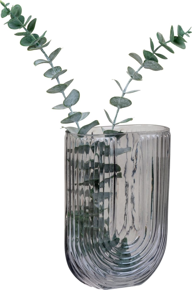 Blomvas 19 cm - rökigt glas - Inredning - Vas