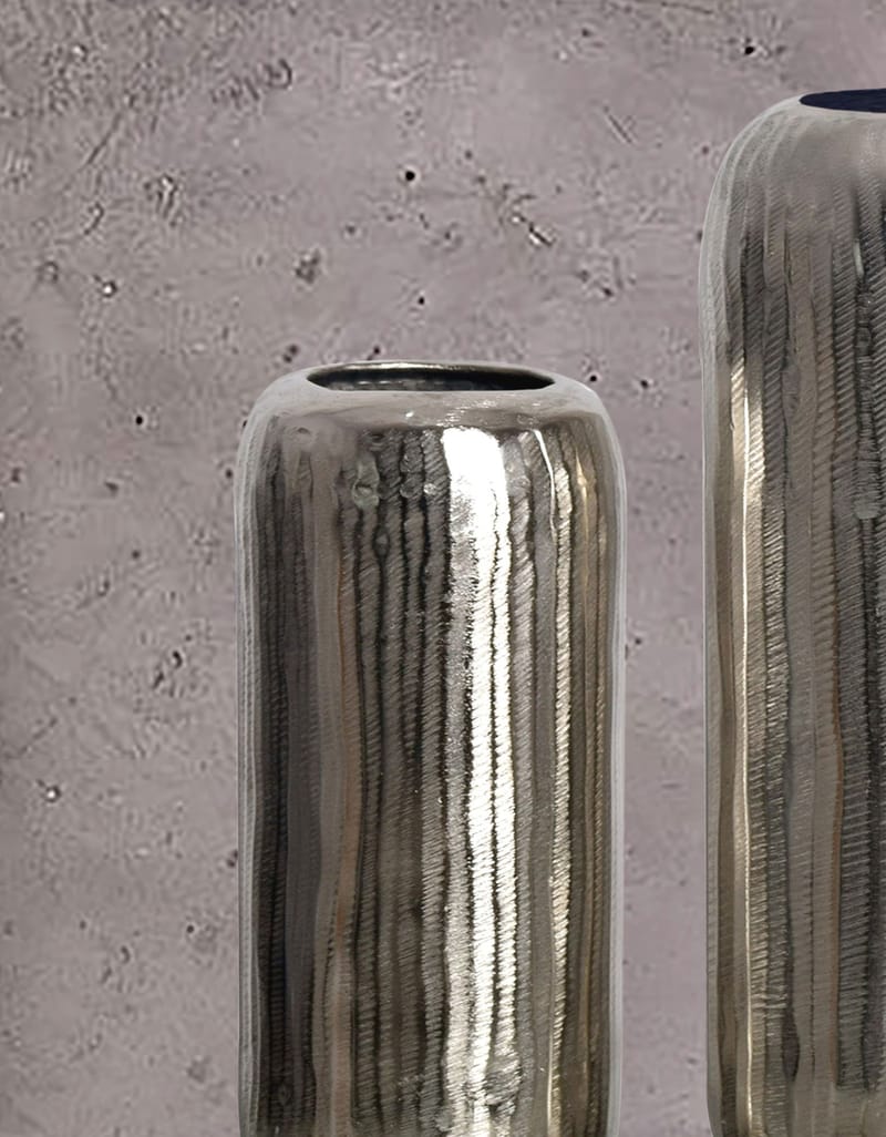 Dalaro Vas 40 cm Set om 2 - silverfärgad - Inredning - Vas - Cylindervas