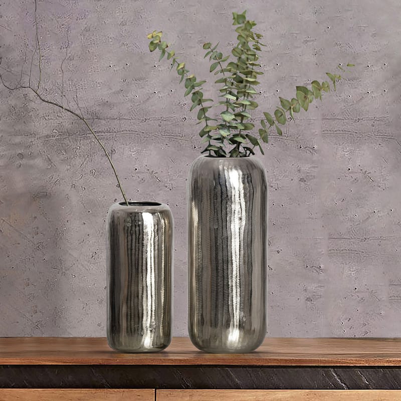 Dalaro Vas 40 cm Set om 2 - silverfärgad - Inredning - Vas - Cylindervas
