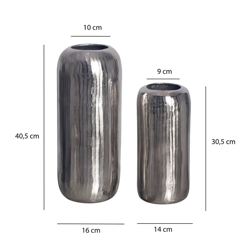 Dalaro Vas 40 cm Set om 2 - silverfärgad - Inredning - Vas - Cylindervas