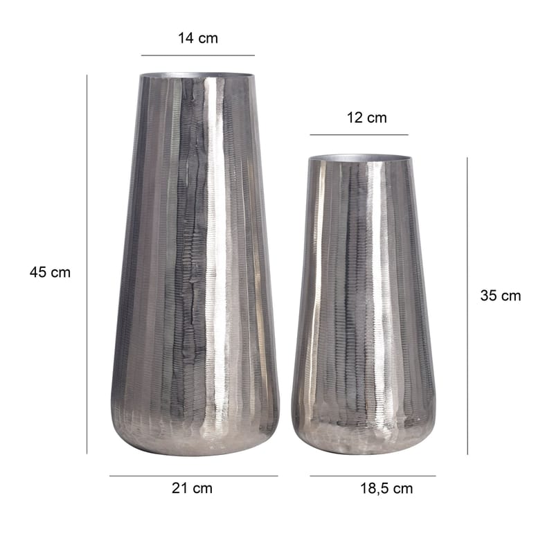 Daleri Vas 45 cm Set om 2 - Silverfärgad - Inredning - Vas - Cylindervas