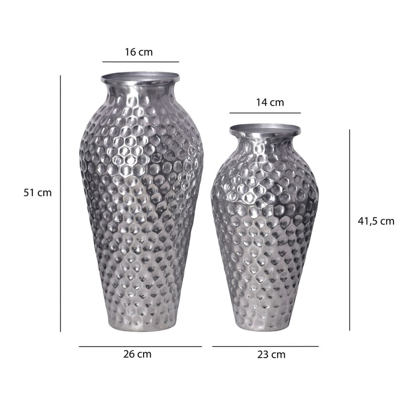 Dalilo Vas 51 cm Set om 2 - Silverfärgad - Inredning - Vas