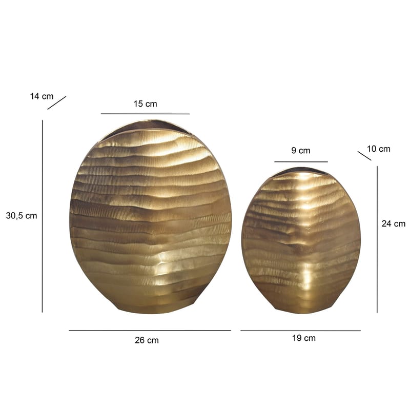 Dalira Vas 31 cm Set om 2 - Guldfärgad - Inredning - Vas