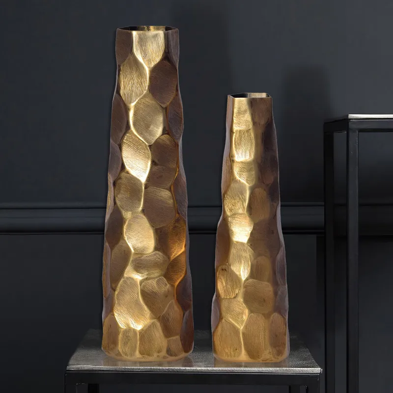 Daluna Vas 49 cm Set om 2 - Guldfärgad - Inredning - Vas - Cylindervas