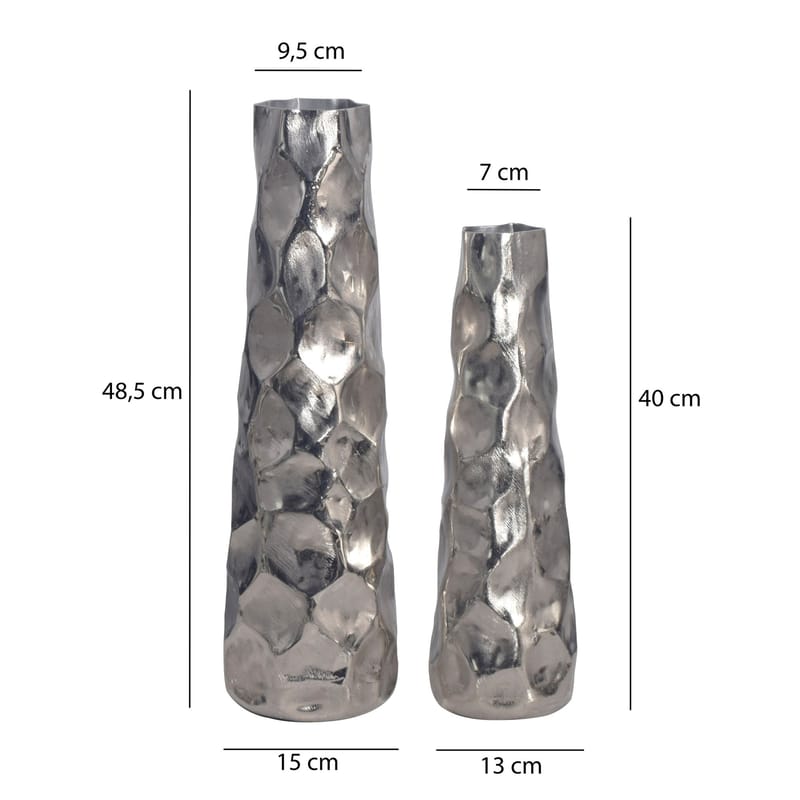 Daluna Vas 49 cm Set om 2 - Silverfärgad - Inredning - Vas - Cylindervas