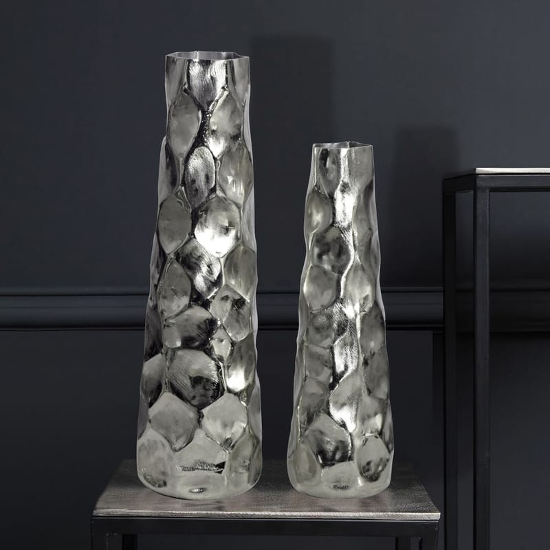 Daluna Vas 49 cm Set om 2 - Silverfärgad - Inredning - Vas - Cylindervas