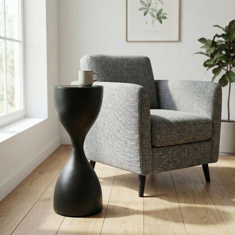 Relvik Runt sidobord 23 cm i metall och glas - Svart - Inredning - Vas