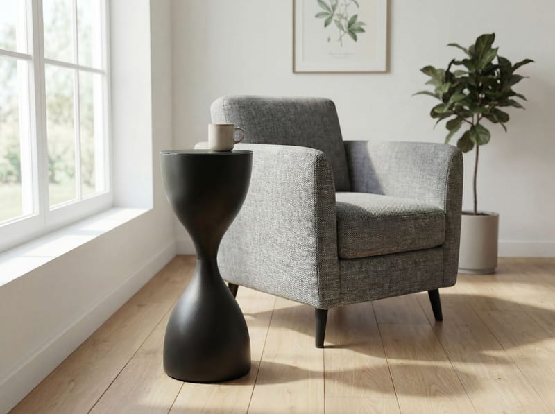 Relvik Runt sidobord 23 cm i metall och glas - Svart - Inredning - Vas