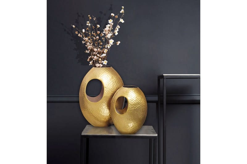 Vas Wohnling Set om 2 Aluminium Hamrad look, modern loftstil Guld - Guld - Inredning - Vas