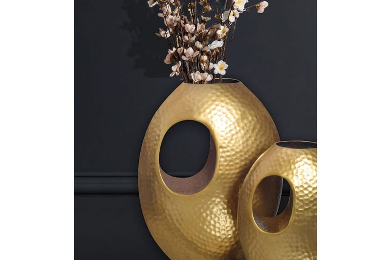 Vas Wohnling Set om 2 Aluminium Hamrad look, modern loftstil Guld - Guld - Inredning - Vas