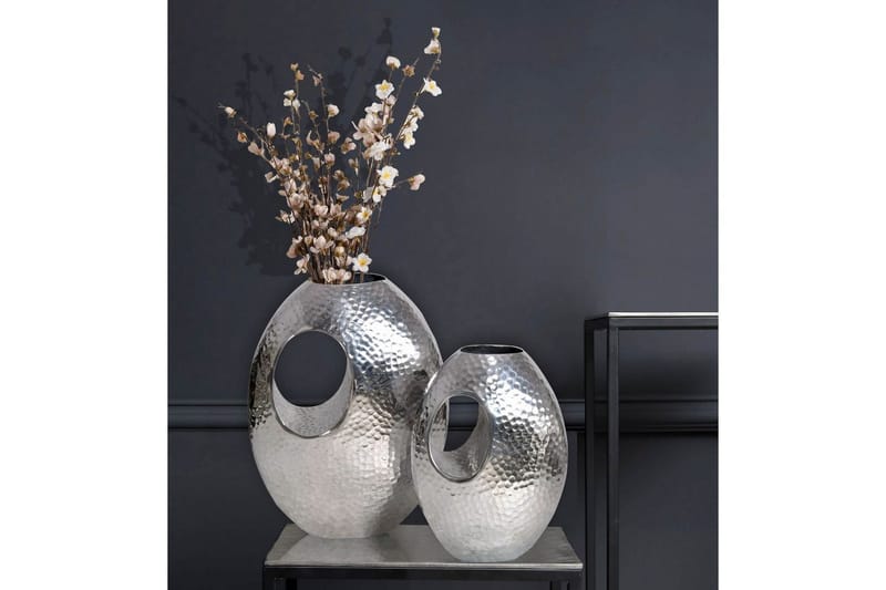 Vas Wohnling Set om 2 Aluminium Hamrad look, modern loftstil Silver - Silver - Inredning - Vas